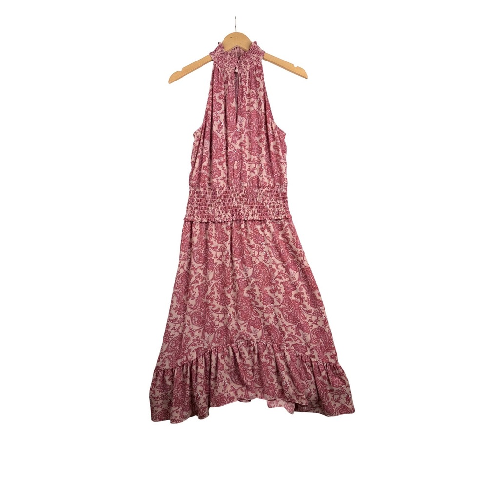Express Floral Print Halter Neck‎ Keyhole Sleeveless Maxi Dress size Small Pink